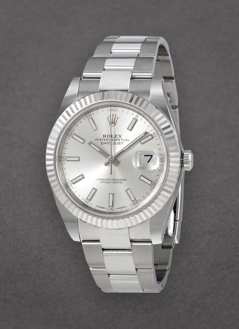 Rolex Unworn Datejust 41mm in Steel and White Gold Fluted Bezel