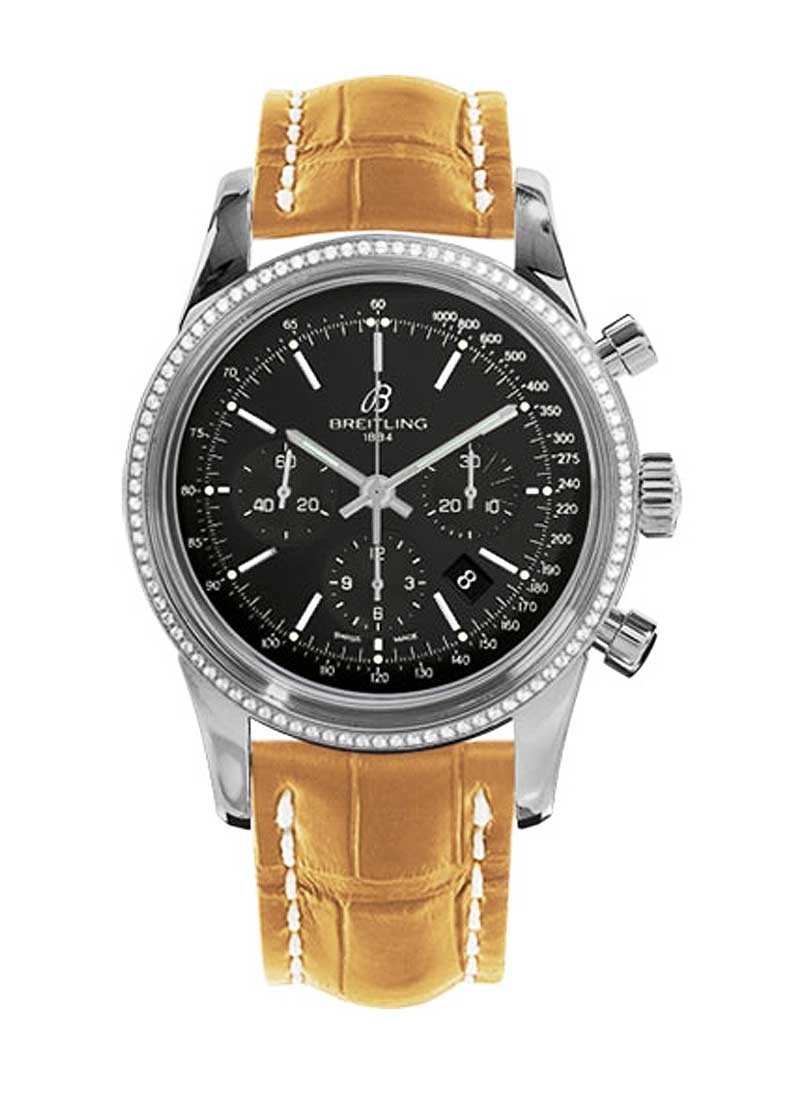 Breitling Transocean Chronograph in Steel with Diamond Bezel