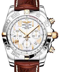 Chronomat 44 in Steel and Rose Gold on Brown Crocodile Leather Strap with MOP Dial