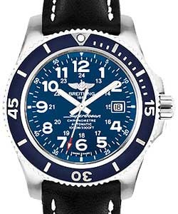 Superocean II 44 Automatic in Steel with Blue Bezel On Black Calfskin Leather Strap with Blue Dial