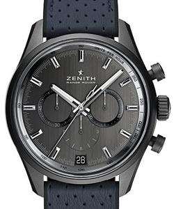 Chronomaster El Primero 42mm in Black Ceramic on Blue Leather Strap with Grey Index Dial