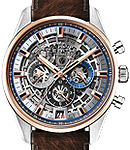 Chronomaster El Primero Full Open 42mm Automatic in Steel and Rose Gold Bezel on Brown Leather Strap with Skeleton Dial
