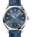 Seamaster Aqua Terra 150M Master Chronometer 41mm in Steel on Blue Alligator Leather Strap with Blue Stick Dial