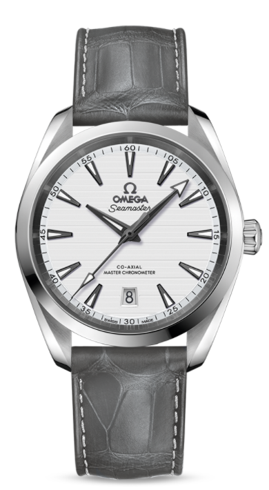 Seamaster Aqua Terra 150M Master Chronometer 38mm Automatic in Steel on Grey Alligator Leather Strap with Silver Dial