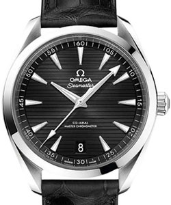 Seamaster Aqua Terra 150M Master Chronometer 41mm in Steel on Black Alligator Leather Strap with Black Index Dial