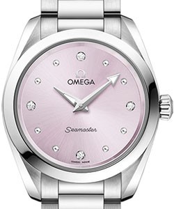 Seamaster Aqua Terra 150M Master Chronometer 28mm Quartz in Steel on Steel Bracelet with Purple Diamond Dial