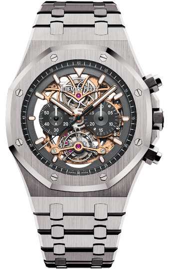 Royal Oak Tourbillon Chronograph 44mm in Titanium on Steel Bracelet with Skeleton Dial
