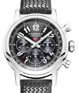Mille Miglia Chronograph 42mm Automatic in Steel on Black Rubber Strap with Black Arabic Dial