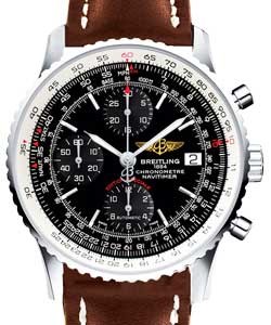 Navitimer Heritage 42mm in Steel on Brown Calfskin Leather Strap with Black Dial
