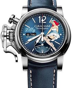 Chronofighter Vintage Nose Art in Steel On Blue Calfskin Leather Strap with Blue Dial - Limited Edition of 100 Pieces