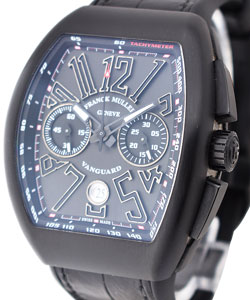 Vanguard Chronograph in Black PVD Coated Titanium On Black Crocodile Leather Strap with Black-Grey Dial