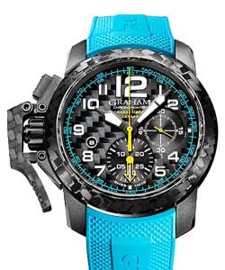 Chronofighter Oversize Superlight in Carbon Fiber On Blue Rubber Strap with Carbon Fiber Dial