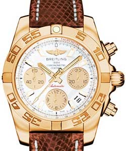 Chronomat 41 Automatic in Rose Gold on Brown Lizard Leather Strap with Mother of Pearl Dial and Gold Subdials