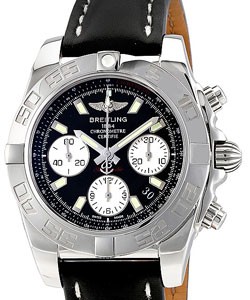 Chronomat Chronograph 41mm Automatic in Steel on Black Calfskin Leather Strap with Black Dial