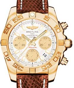 Chronomat 41mm in Rose Gold on Brown Lizard Leather Strap with Sierra Silver Dial and Gold Subdials