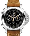 Luminor 1950 Chronograph 44mm Automatic in Steel on Brown Leather Strap with Black Dial