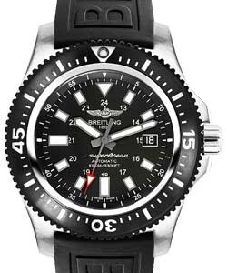 Superocean 44mm Automatic in Steel with Black Ceramic Bezel on Black Diver Pro III Rubber Strap with  Volcano Black Dial 