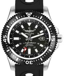 Superocean 44mm Automatic in Steel with Black Ceramic Bezel on Black Ocean Racer II Rubber Strap with Volcano Black Dial