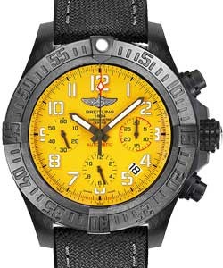 Avenger Hurricane Chronograph 50mm in Black Polymer on Antracite Miltary Rubber Strap with Cobra Yellow Dial