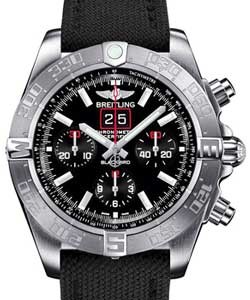 Windrider Blackbird Chronograph 44mm Automatic in Steel on Black Canvas Strap with Black Dial