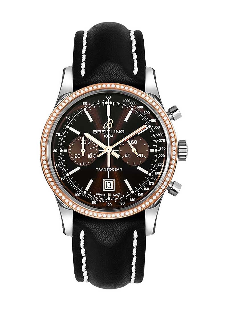 Breitling Transocean Chronograph 38mm Automatic in Steel and Rose Gold Diamond Bezel