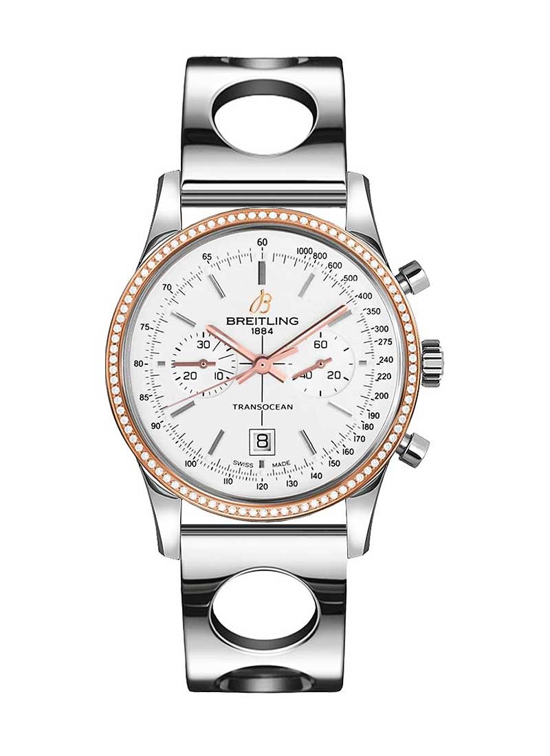 Breitling Transocean Chronograph 38mm Automatic in Steel with Rose Gold Diamond Bezel