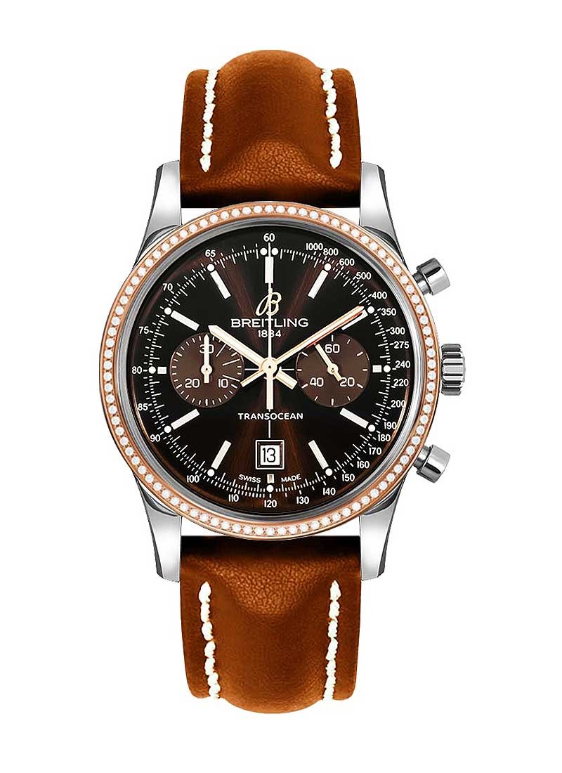 Breitling Transocean Chronograph 38mm Automatic in Steel and Rose Gold Diamond Bezel