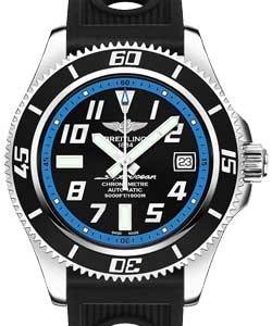 Superocean Abyss 42mm Autoamtic in Steel on Black ocean Racer Rubber Strap with Black Having Blue Inner Flange Dial