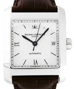 Hampton Classic 34mm Automatic in Steel on Brown Crocodile Leather Strap with Opaline Silver Dial