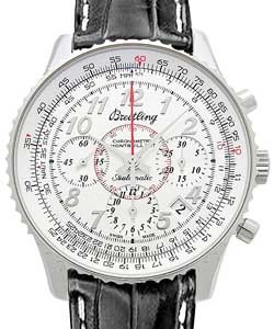Montbrillant 01 Chronograph 40mm Automatic in Steel on Black Crocodile Leather Strap with Silver Dial