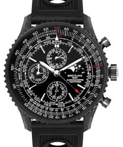 Navitimer 1461 Chronograph 48mm in Black Steel on Black Rubber Strap with Black Dial