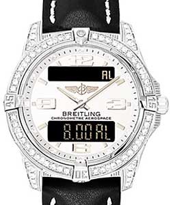 Professional Aerospace Advantage 42mm in White Gold with Diamond Bezel on Black Calkskin Leather Strap with Silver Dial