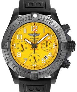 Avenger Hurricane Chronograph 45mm in Black Polymer on Black Diver Pro III Rubber Strap with Cobra Yellow Dial