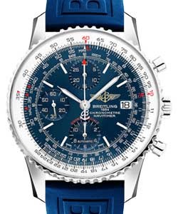 Navitimer Heritage Chronogaph 42mm Automatic in Steel - Special Edition on Blue Rubber Strap with Aurora Blue Dial