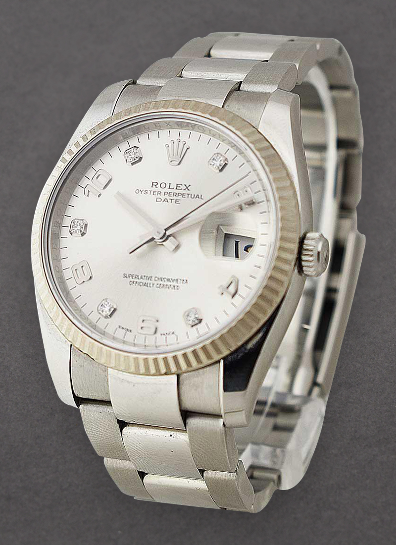 Pre-Owned Rolex Date 34mm in Steel with Fluted Bezel