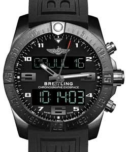 Exospace B55 Night Mission Chronograph in Black Titanium on Black Diver Pro III Rubber Strap with Volcano Black Dial