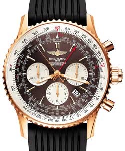 Navitimer Rattrapante 45mm  in Rose Gold on Black Rubber Strap with Panamerican Bronze Dial