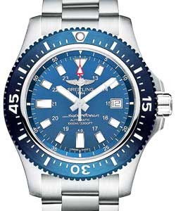 Superocean 44 in Steel with Blue Ceramic Bezel on Steel Bracelet with Blue Dial