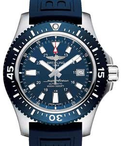 Superocean 44 in Steel with Blue Ceramic Bezel on Blue Diver Pro III Rubber Strap with Blue Dial