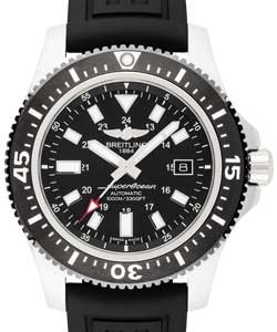 Superocean 44mm Automatic in Steel with Black Ceramic Bezel on Black Diver Pro III Rubber Strap with  Volcano Black Dial