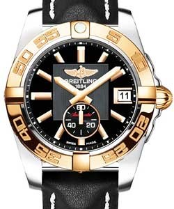 GalacticUnisex 36mm Automatic in Steel and Rose Gold Bezel On Black Calfskin Leather Strap with Black Dial