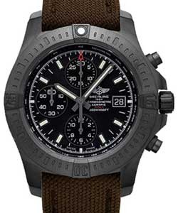 Colt Chronograph Automatic in Black Steel on Brown Canvas Strap with Volcano Black Dial