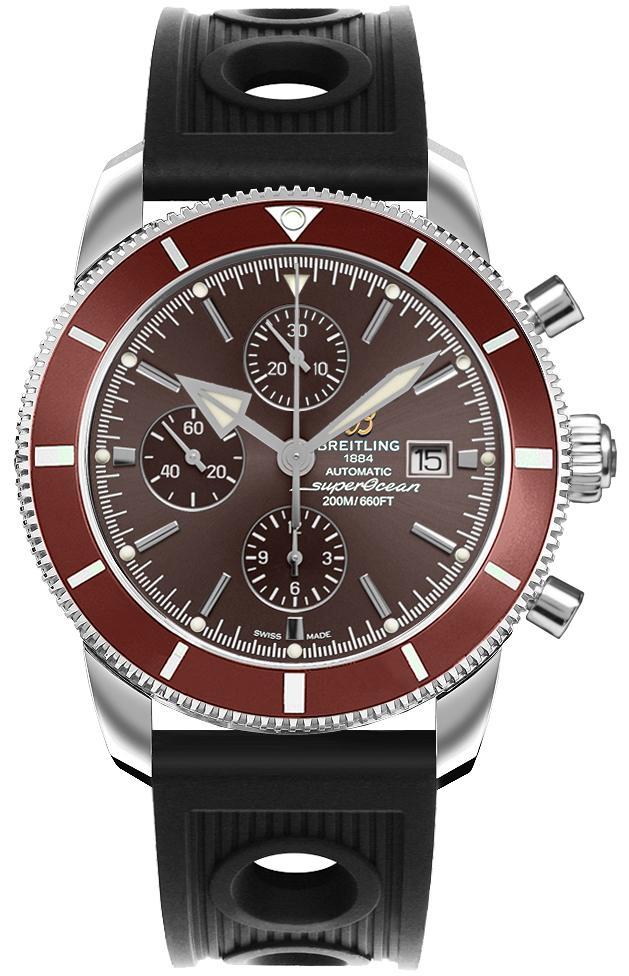 Superocean Heritage II Chronograph 46mm Automatic in Steel with Bronze Ceramic Bezel on Black Ocean Racer Rubber Strap with Bronze Dial