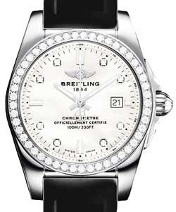 Galactic 29mm Quartz in Steel with Diamonds Bezel on Black Rubber Strap with MOP Diamond Dial