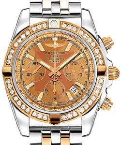 Chronomat 44mm in Polished Steel with Rose Gold Diamond Bezel on 2-Tone Pilot Bracelet with Brown Dial-Gold Subdials