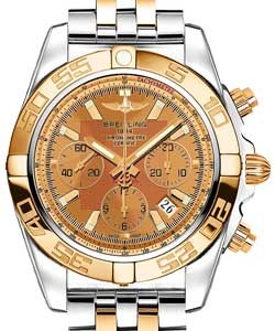 Chronomat 44mm in Polished Steel with Rose Gold Bezel On 2-Tone Pilot Bracelet with Golden Sun Dial