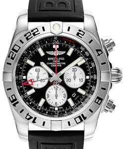 Chronomat GMT Chronograph Automatic in Steel On Black Diver Pro III Rubber Strap with Black Dial