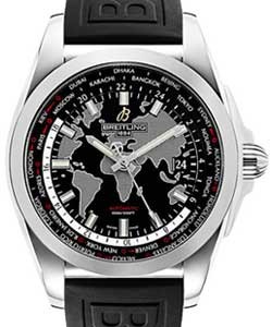 Galactic Unitime 44mm Automatic in Steel with Tungsten Carbide Bezel on Black Diver Pro III Rubber Strap with Black Dial