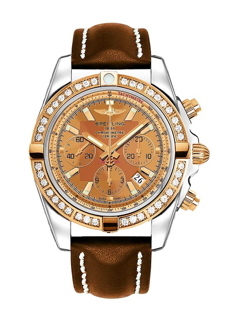 Breitling Chronomat 44mm in Polished Steel with Rose Gold Diamonds Bezel