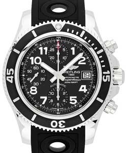 Superocean Chronograph  42mm Automatic in Steel on Black Ocean Racer II Rubber Strap with Volcano Black Dial